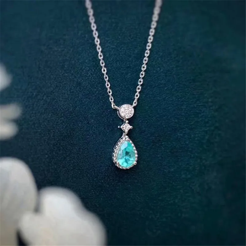 Aazuo 18K желтое золото Капля воды Natual Paraiba Настоящее бриллиантовое ожерелье подаренное для женщин девушек помолвка Свадебная гирлянда цепь