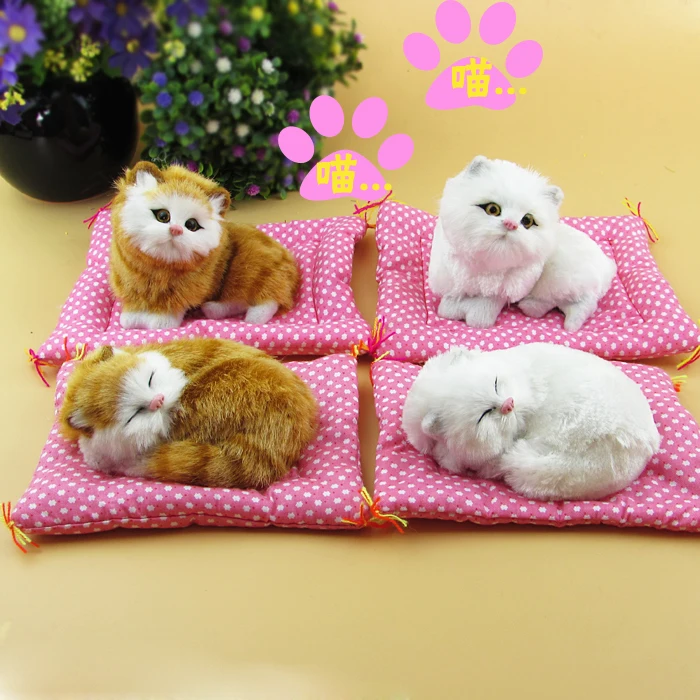 

cute white or yellow cat simulation kitty with mat fur model home decoration gift h1405