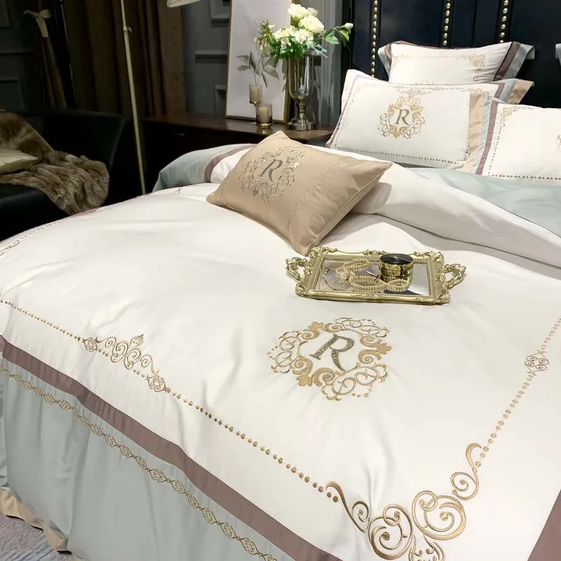 Роскошный Королевский Комплект постельного белья в европейском стиле с вышивкой