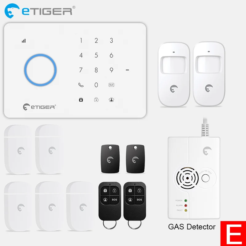 SET E ETiger S3b GSM сигнализация Системы комплект домашней сигнализации умный дом открытый Солнечной Сирена - Цвет: SET E