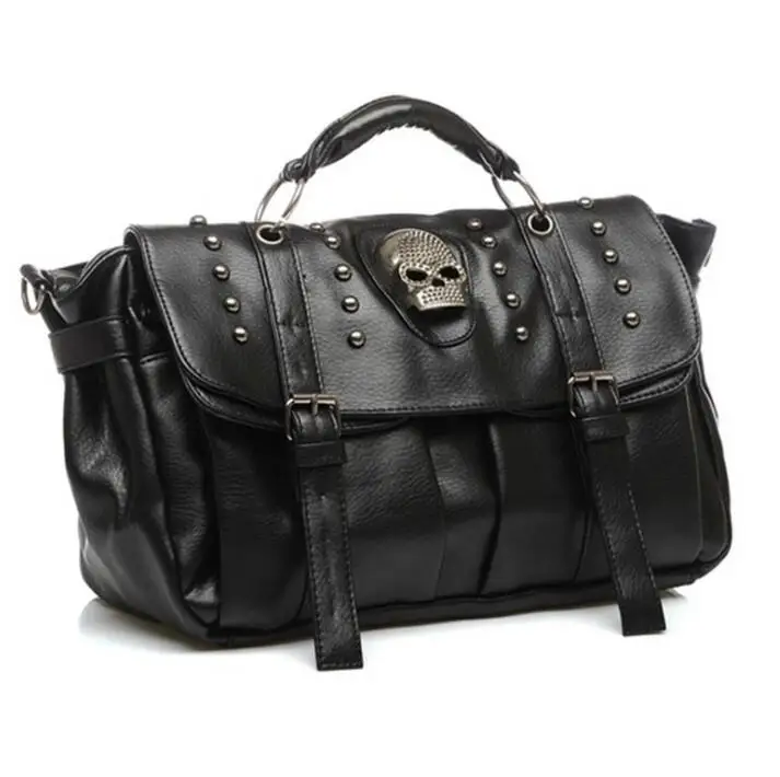 

Xgravity 2021 Women Messenger Bags Designer Motorcycle Punk Style Skull Rivet Tote Bag Crossbody Bags Ladies Leather HandBags