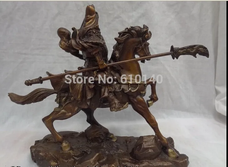 10 &quotКитайский Бронзовый Воин ZhongYi Дракон GuanGong GuanYu Конная прогулка Статуя | Дом и