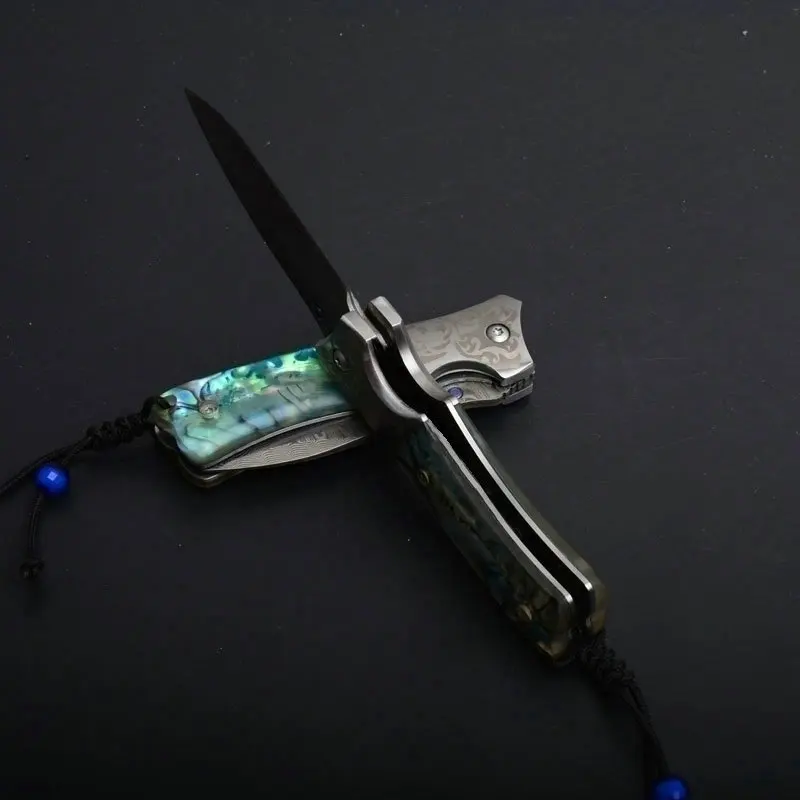 Hysenss Abalone Shell дамасский тактический складной нож для кемпинга охоты выживания