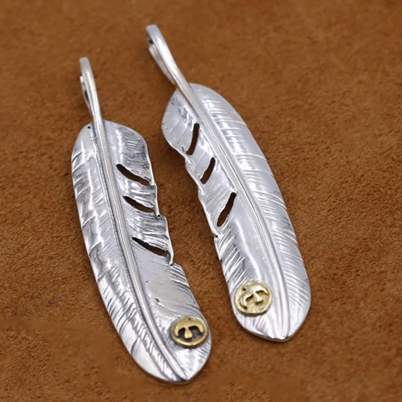 925 sterling silver Jewelry Thai Silver Work Korean version of men and women gaoqiao light feather pendant sweater chain | Украшения и