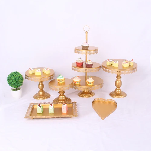 new gold 6pcs 7/комплект из белого золота со стразами и жемчугом; металлическая, для подставки для пирожных кекс десерт части стойки держателя вечерние свадебные украшения стола для банкета - Цвет: new gold 6pcs