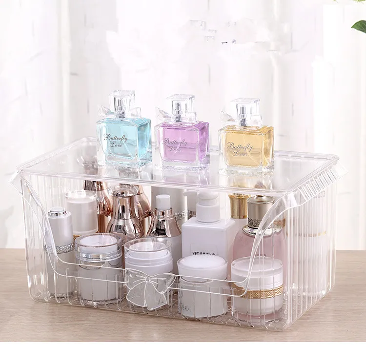 1PC Large Butterfly Bow Simple Transparent Acrylic Cosmetics Storage Box Makeup Jewelry Organizer Organiser OK 0694 | Дом и сад