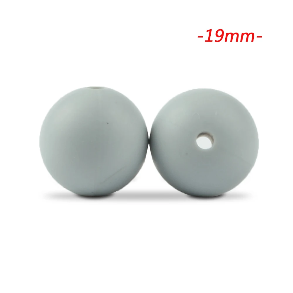 light grey LOFCA 10 шт силиконовые бусины 19 мм круглые Детские Прорезыватели без бисфенола пищевая детская игрушка DIY ювелирные изделия ожерелье аксессуары для кормления - Цвет: light grey