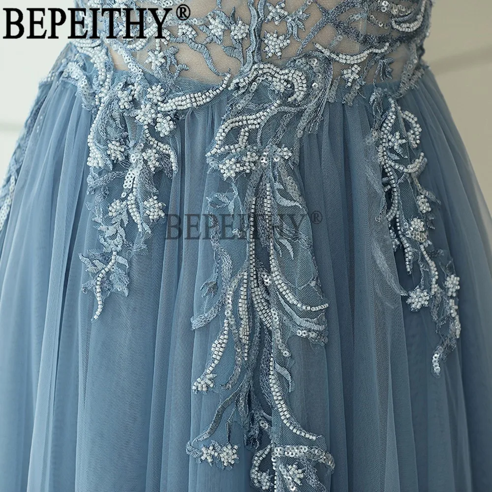 BEPEITHY vestido de festa, дизайн, вырез лодочкой, рукав-крылышко, блестками, тюль, Аппликации, Длинные вечерние платья
