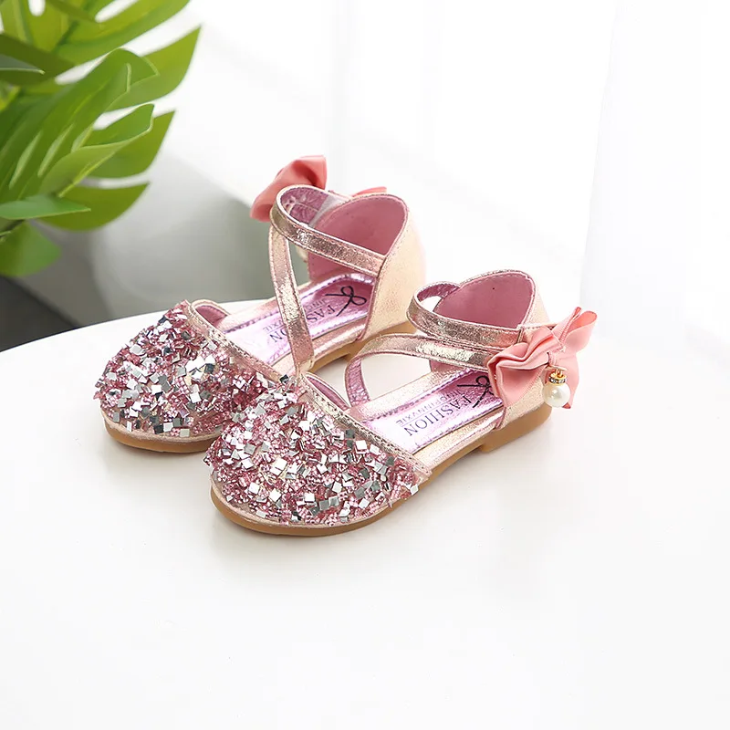 

summer girls scandals shoes bowtie breathable Fashionable embossed leather sequins princess formal party wedding shoes