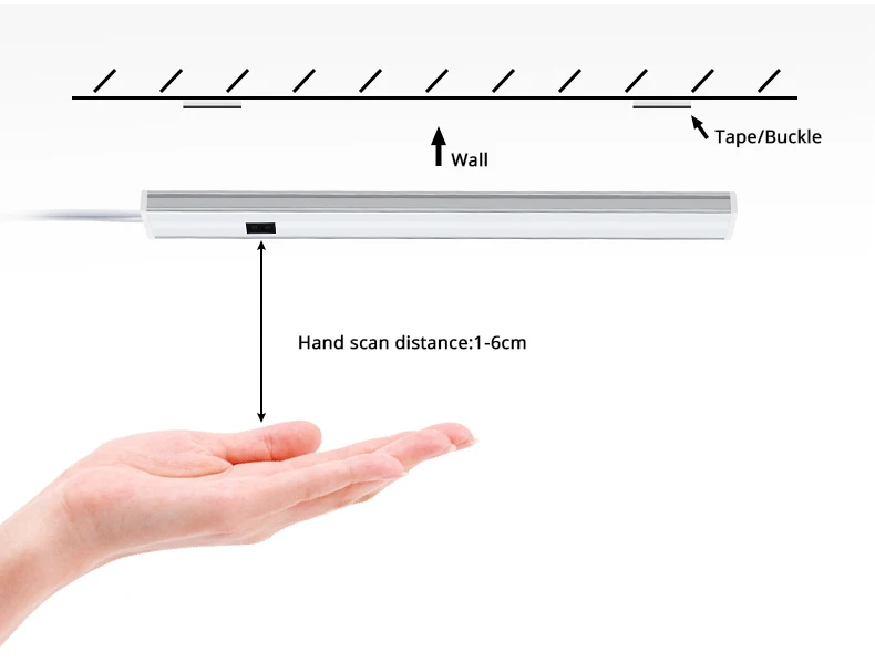 12 В светодиодный светильник с ручным выключателем, ручной Датчик управления, кухонный светодиодный светильник DIY под шкаф, светодиодный светильник для дома
