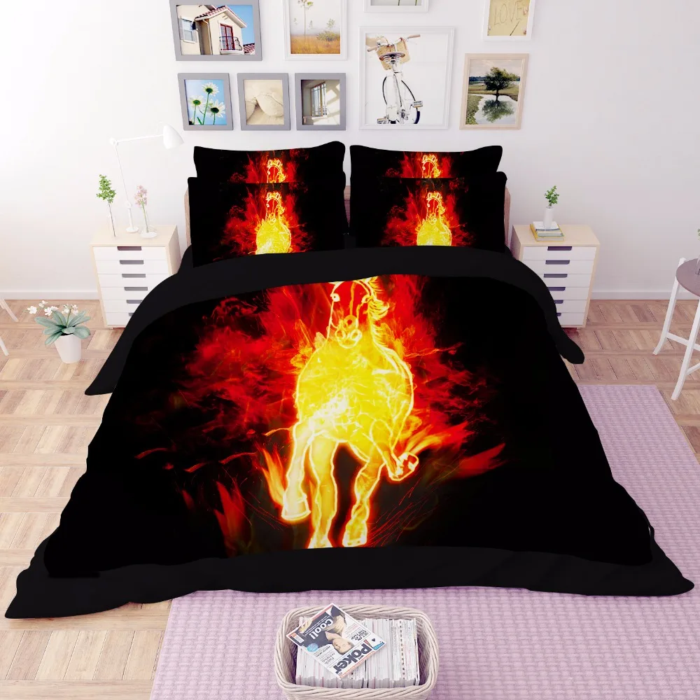 3D Hellfire лошадь Комплект постельного белья пододеяльник набор наволочки домашний