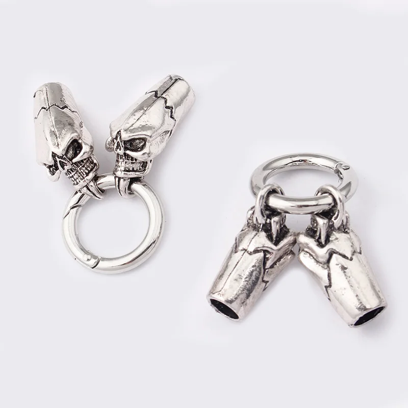 

3 Sets Skull Head Bracelet End Cap With Spring Clasp For 7mm Leather Cord