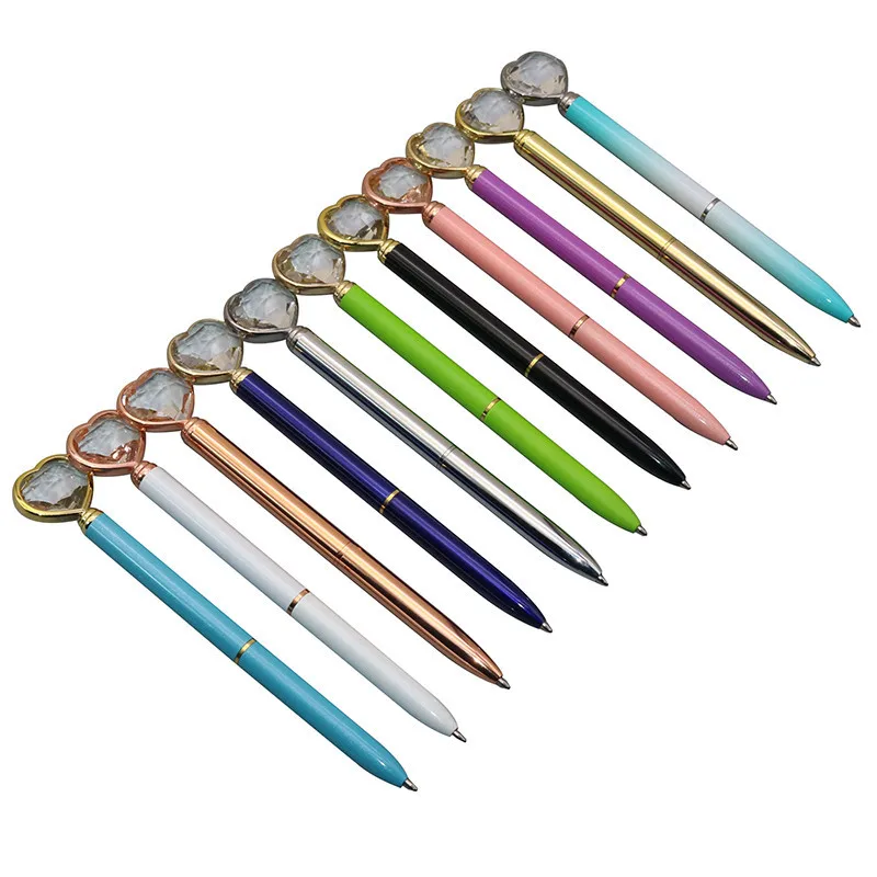 

1 Pcs Kawaii crystal Fashion Ballpoint pen Metal pen Large Diamond For Office School Student Business Stationery Black ink