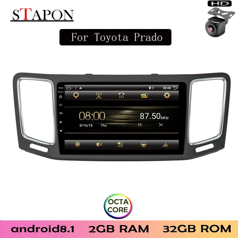 STAPON 9 дюймов для Toyota Prado 2004 09 Android 8 1 2GBRAM Восьмиядерный автомобильный DVD MP5