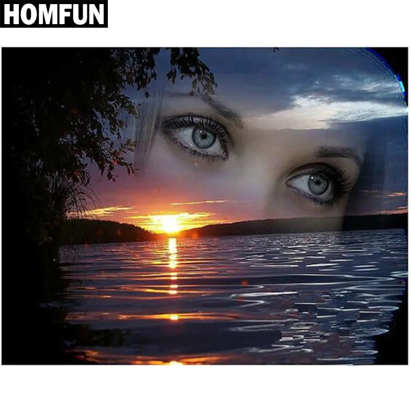 Алмазная 5D Вышивка HOMFUN картина глазный пейзаж с полными квадратными/круглыми