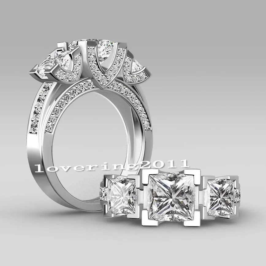 Женский набор обручальных колец choucong из серебра 925 пробы с 3 камнями 8ct 5А