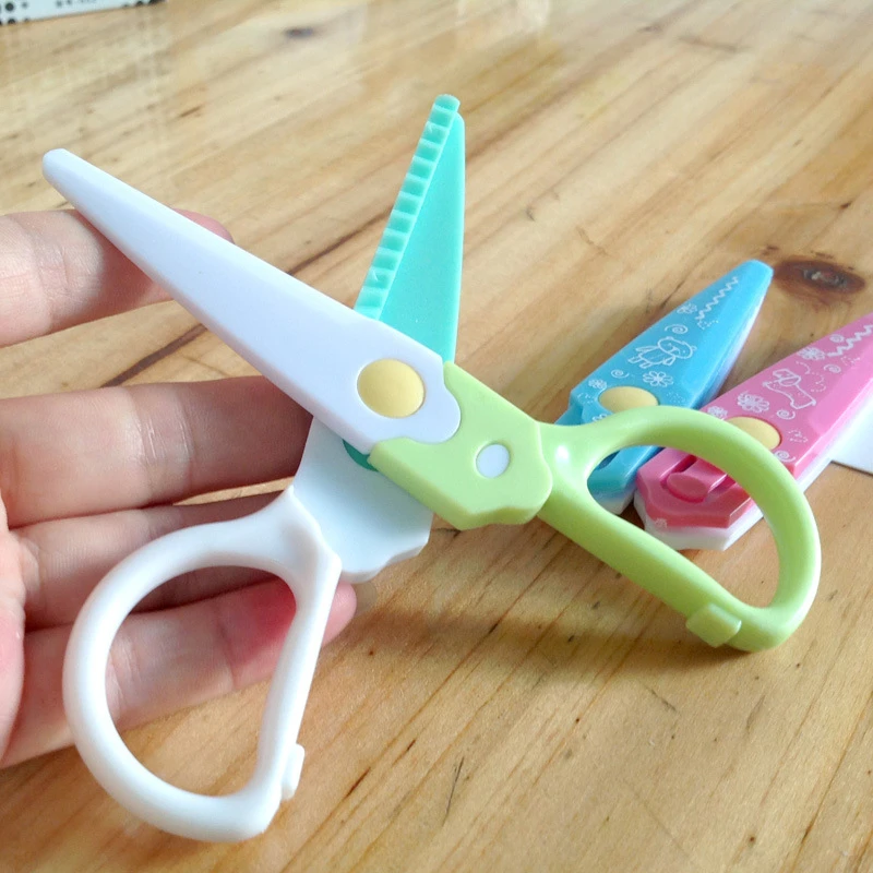 Студент DIY милый кавайный конфетный цвет Пластик Ножницы Набор для резчик бумаги
