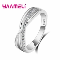 cross wedding bands rings with shining crystal cz 925 sterling silver for women men fashion jewelry wholesale price