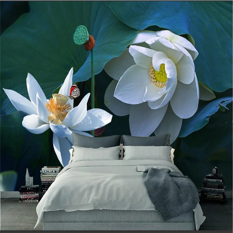 

Печать 3d фотографий на заказ Lotus обои для стен 3 d рельефные нетканые Экстра толстые современные 3d обои для гостиной кабинета