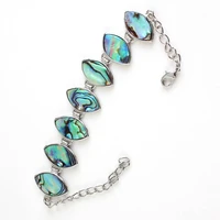 fyjs unique silver plated abalone shell marquise shape bracelet ethnic style accessories