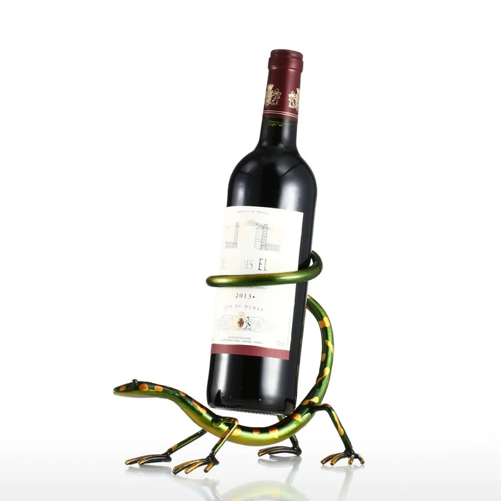 Винная стойка Tooarts Gecko держатель для вина практичная металлическая скульптура