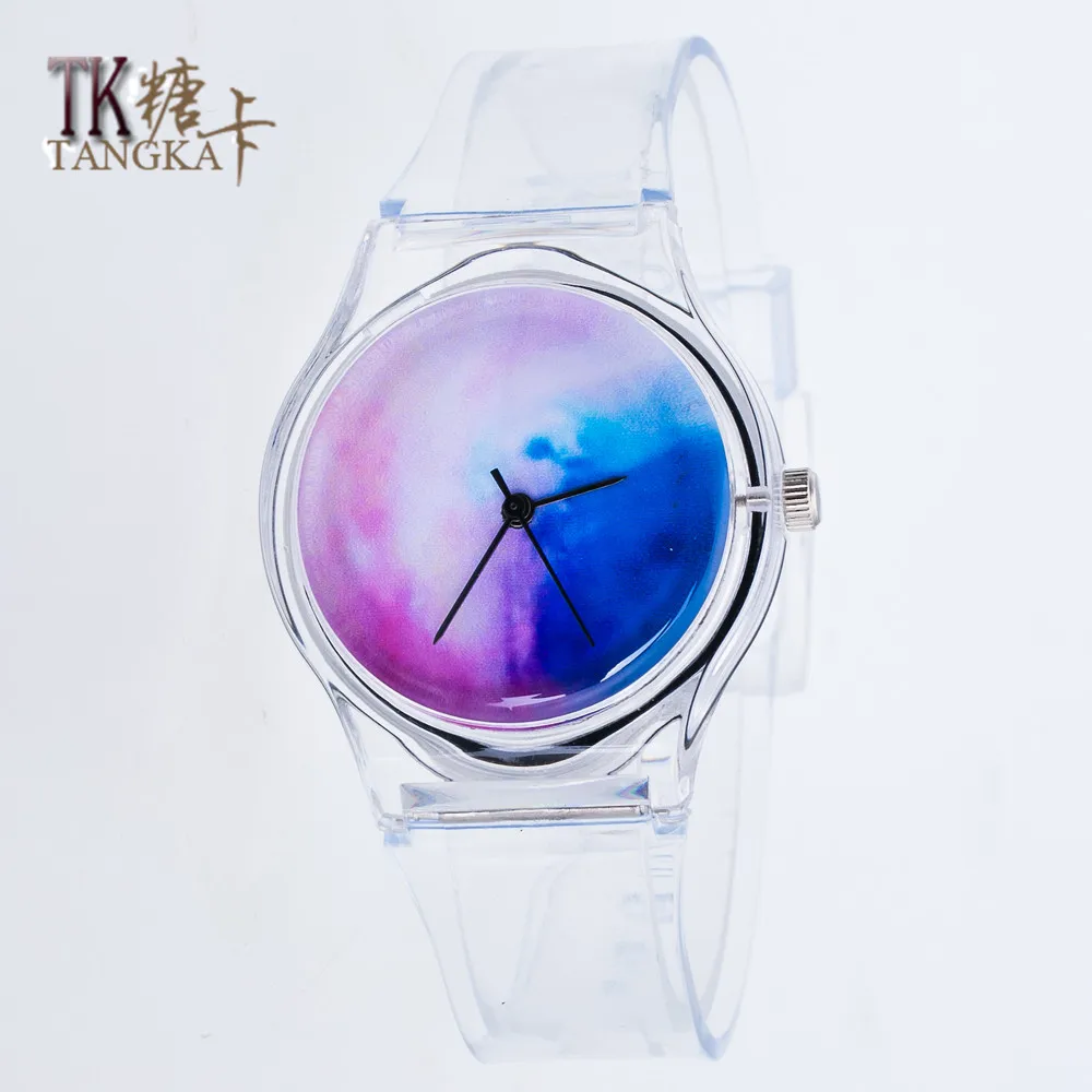 Модные силиконовые часы женские круглые спортивные повседневные кварцевые