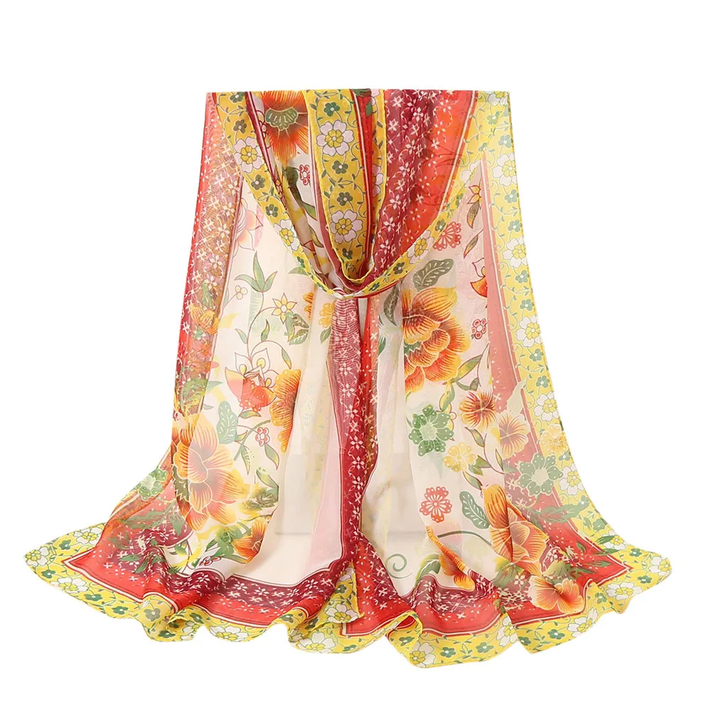 Женский шифоновый шарф элегантная длинная шифоновая шаль для сада лето 2019 |