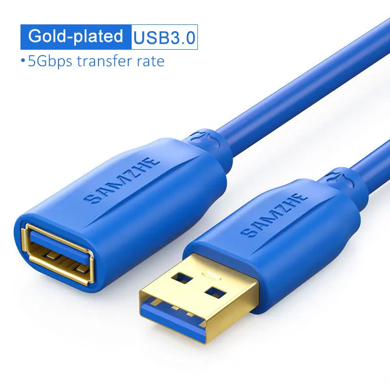 Blue SAMZHE удлинитель USB 3,0/2,0 плоский Удлинительный Кабель AM/AF 0,5 m/1 m/1,5 m/2 m/3 m для PC tv PS4 компьютерный удлинитель для ноутбука - Цвет: Blue