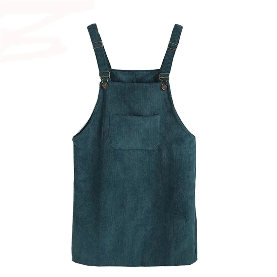 FTFX8083 dark green Новинка, Осеннее женское платье на бретельках, Бандажное винтажное платье, Повседневный Сарафан для девочек, корейские платья средней длины, вельветовые сарафаны для колледжа - Цвет: FTFX8083 dark green