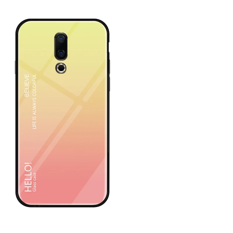 Полупрозрачный градиентный чехол из закаленного стекла для meizu 16 Plus M6T Note 8 V8 16X M5 meizu M5 Note 9 чехол из ТПУ с мягкими краями - Цвет: gold