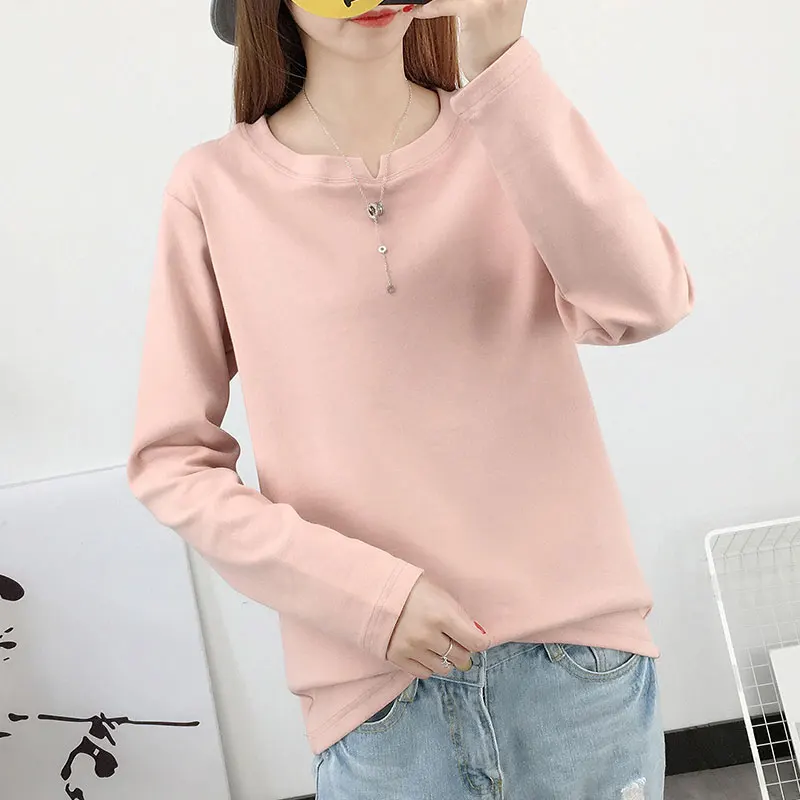 Женская хлопковая Футболка с круглым вырезом длинным рукавом|cotton t-shirt|t-shirt long