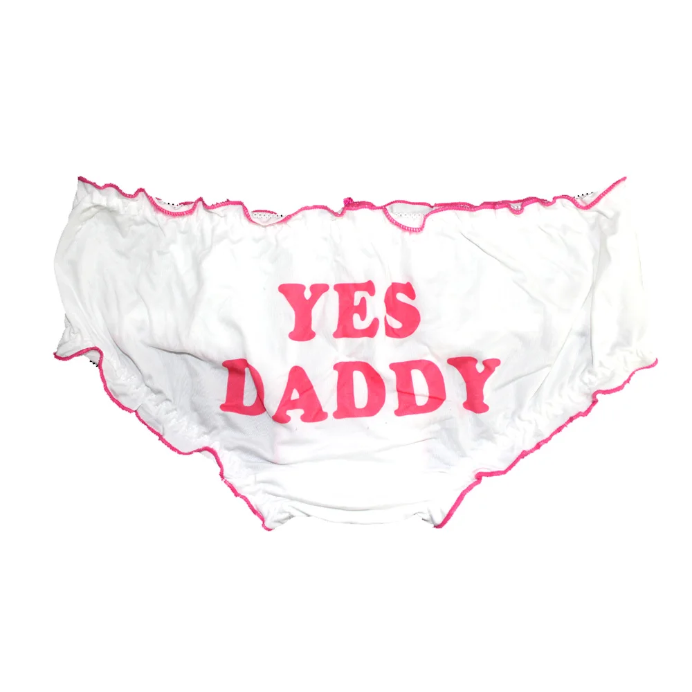 YES DADDY Милые и сексуальные кружевные трусы с буквенным принтом «Bad Girl», женское нижнее белье в стиле Лолиты, трусы с оборками - Цвет: YES DADDY