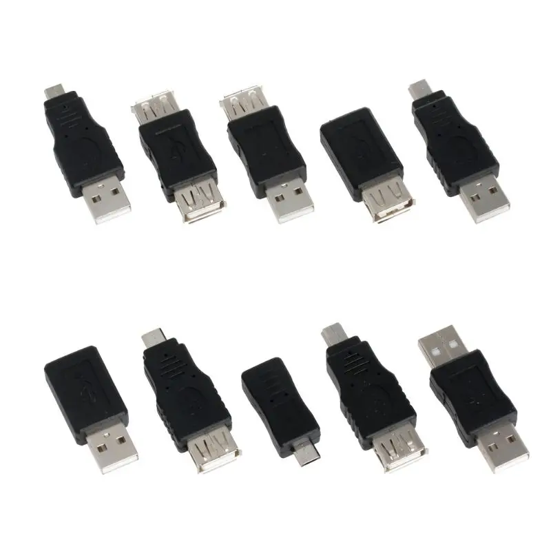 

New 10Pcs/set OTG 5pin F/M Mini Changer Adapter Converter USB Male to Female Micro USB Adapter USB Gadgets Adapter Convertor