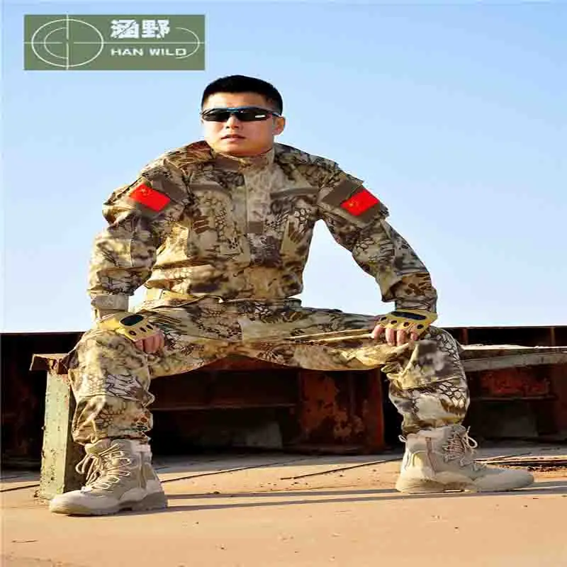 Men Tactical Military Suit Camouflage Hunting Airsoft Sniper Ghillie Army Combat Long Sleeve Coat Uniform War Game Clothes | Спорт и