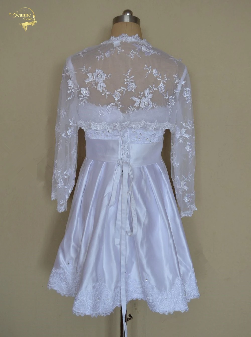Best A Line Fashion New Short Wedding Dresses 2021 Plus Size White Vestido De Noiva With Long Sleeve Lace Jacket Robe Mariage | Свадьбы и