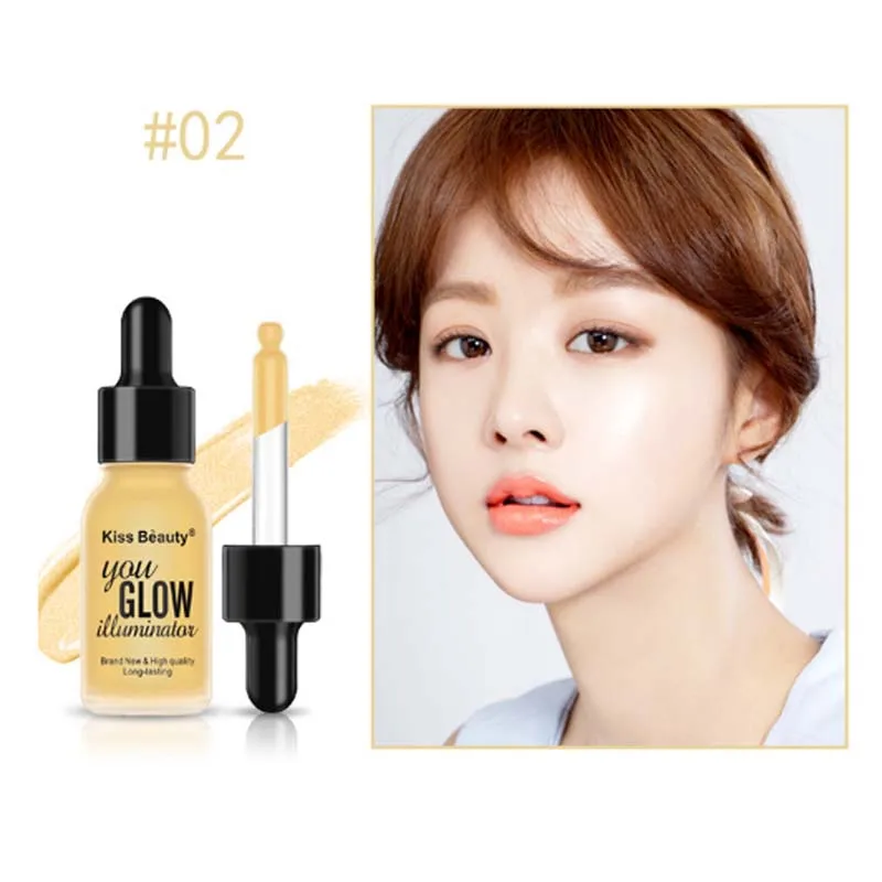Kiss Beauty 5 видов цветов жидкий Хайлайтер для лица крем осветляет мерцающий