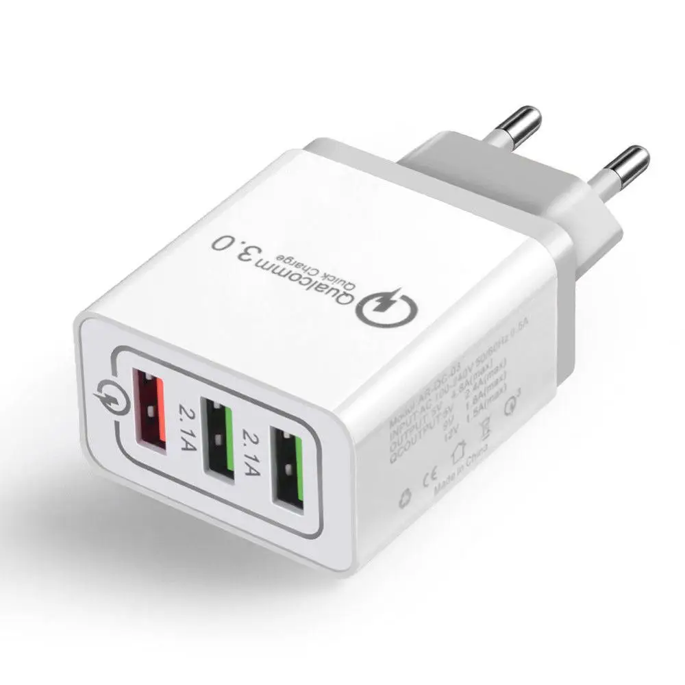 EU Gray Adapter Универсальный 3 порта Быстрая быстрая зарядка QC3.0 USB концентратор настенное зарядное устройство адаптер ЕС США штекер для samsung Apple iphone Xiaomi huawei - Цвет: EU Gray Adapter