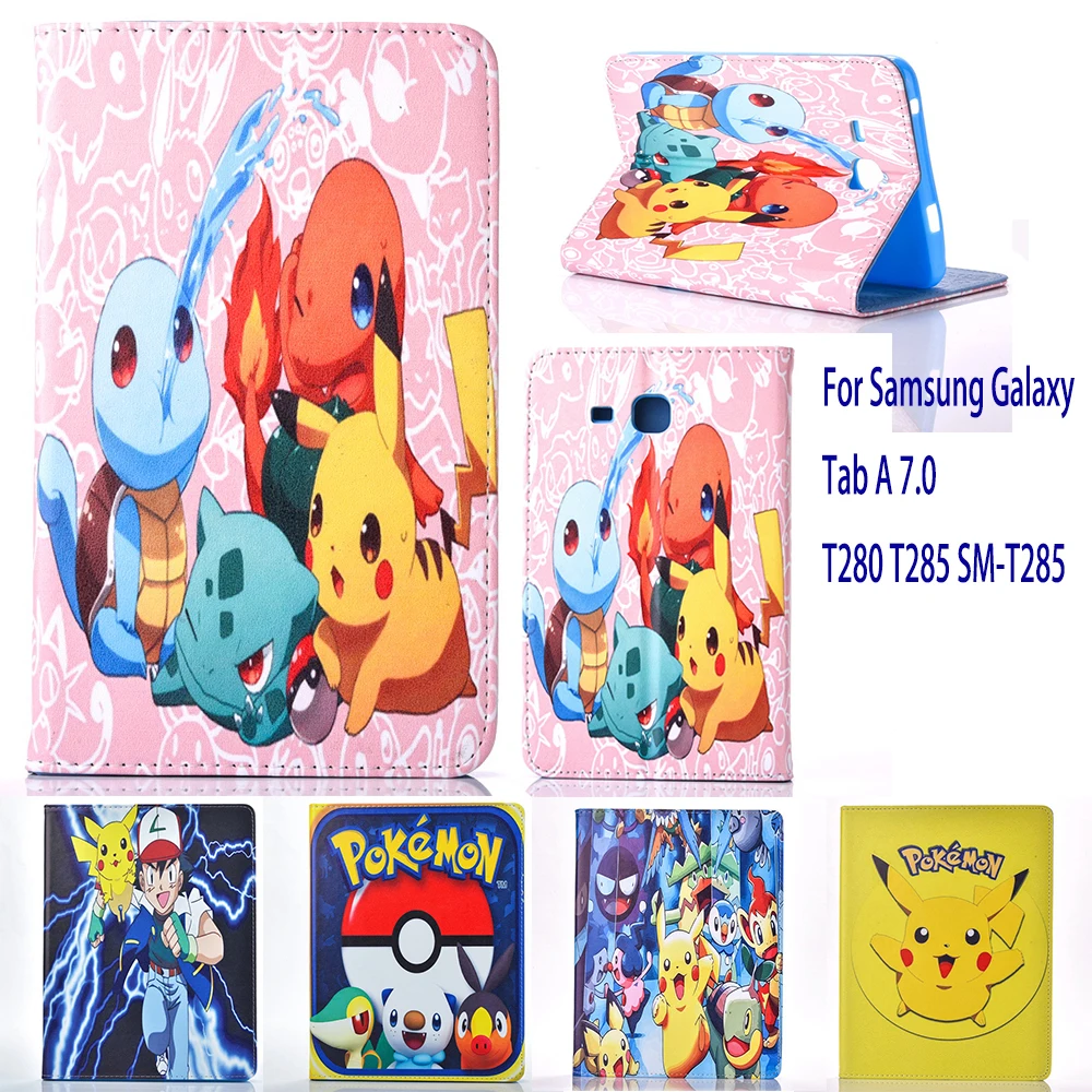 Чехол для Samsung Galaxy Tab A 7 0 T280 T285 SM чехол Pokemon Go cute Pikachu tablet Cover откидная подставка