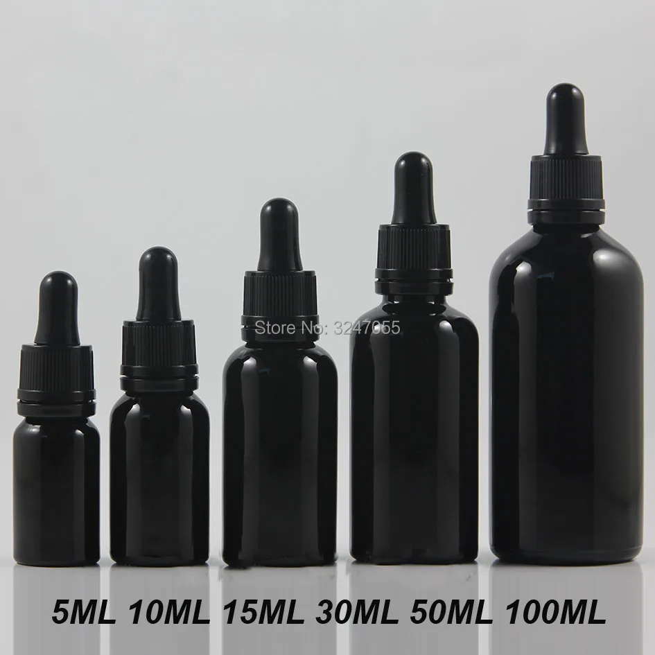 Черная флакон для хранения косметических эссенций стеклянный пустой контейнер