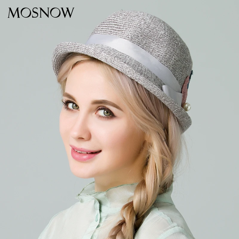 Женские соломенные шляпки элегантные летние с жемчугом и листом солнцезащитные