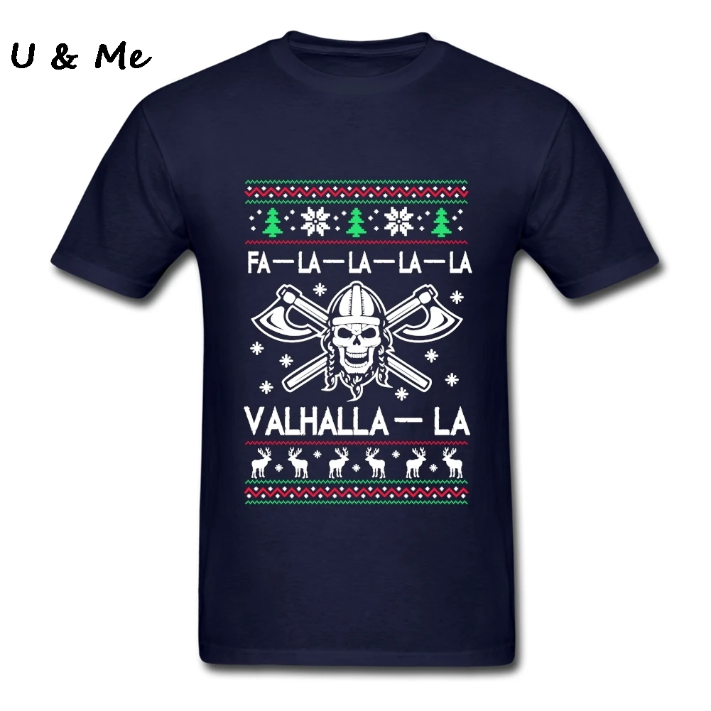 Мужская музыкальная футболка большого размера Valhalla-la, красивая Рождественская одежда с изображением викинга индивидуальная футболка для взрослых 3XL - Цвет: Navy