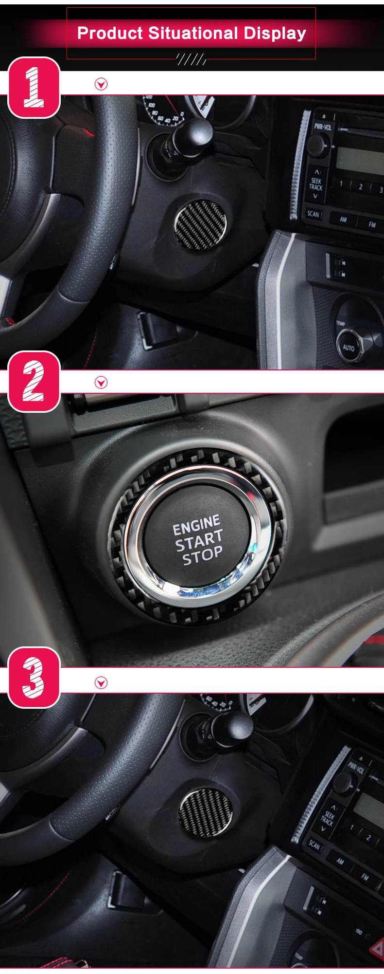 Для Subaru BRZ Toyota 86 углеродное волокно внутренняя кнопка запуска двигателя украшение кольцо отделка наклейки 2013 автомобильный Стайлинг