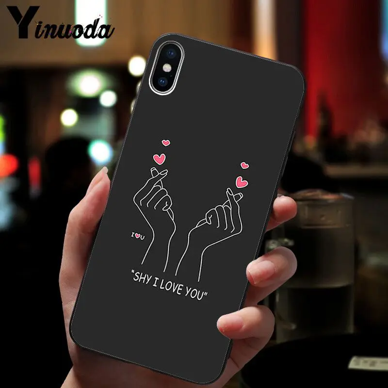 Yinuoda EXO kpop Сердце Рисование любовь на палец тянуть крюк черный чехол для телефона