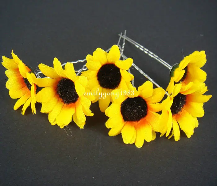 

6Pcs Wedding Bridal Beautiful Sunflower Hair Pin Hair Accessory A-2