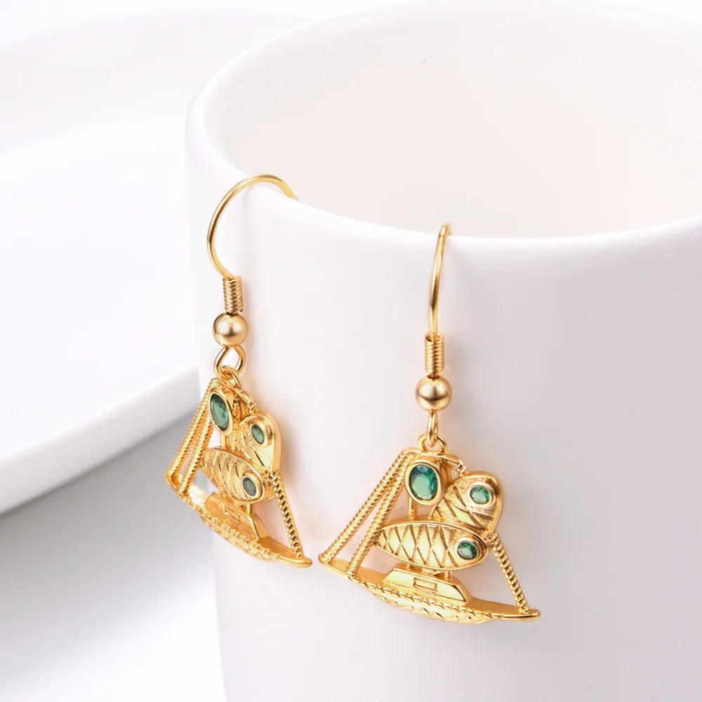 Lakatoi Dangle Earrings Gold Color Crab Claw Sail Neckalce Papua New Guinea/Australia/Indian Jewelry E2899K | Украшения и
