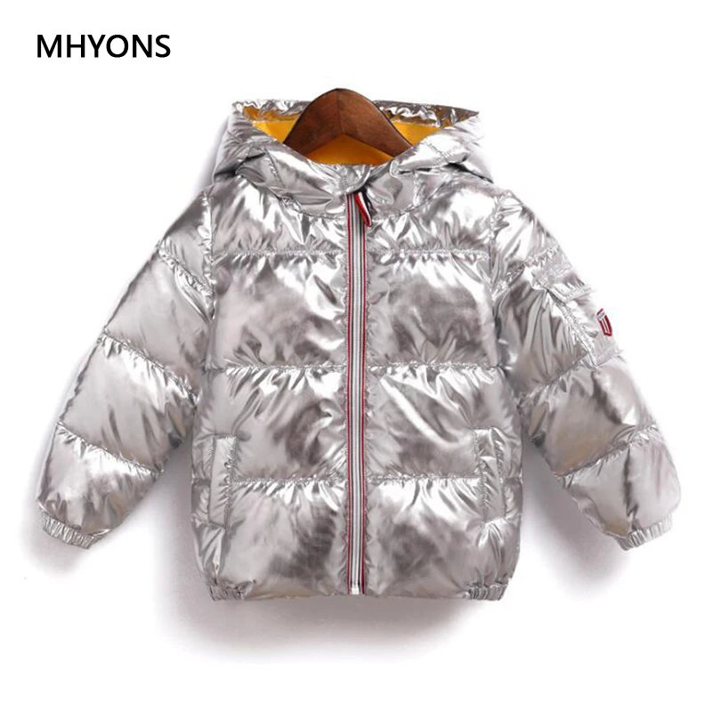 MHYONS Girl Winter Coat 2018 New Autumn Soft Jacket For Boys Children Kids Hooded Warm Outerwear Cool Golden Silver Coats |