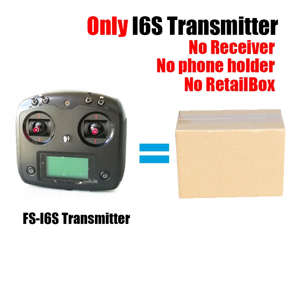 Черный FS-I6S FS I6S Flysky 10CH 2,4G RC передатчик для квадрокоптера контроллер с приемником FS-iA6B или FS-IA10B и сменный режим подарок - Цвет: TX only