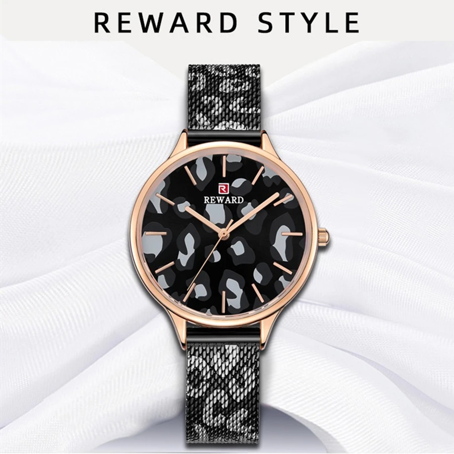 Relogio Feminino REWARD Women Bracelet Watch Ultra Thin Stainless Steel Mesh Ladies Wrist Watch Waterproof Woman Female Clock