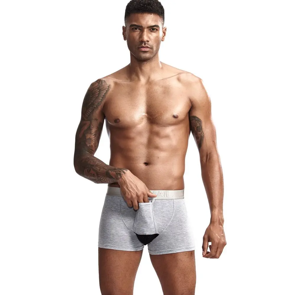 JOCKMAIL боксер Мужское нижнее белье Чехол для пениса тоннель отверстие Мошонка уход