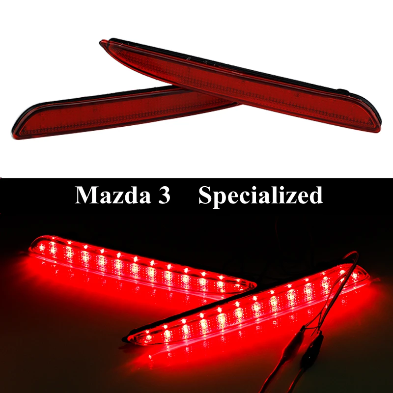 OKEEN Auto Red Lens Rear Bumper Reflector Light For Mazda 3 Accessories LED Warning Brake Stop Fog Lights Tail Reflectors Lamp | Автомобили